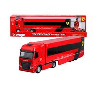 BBURAGO Iveco S-Way 570 Racing con Ferrari SF-24#16 Leclerc, Set Diecast in Scala 1:43, Bisarca Dettagliata con Auto F1, Licenze Ufficiali Ferrari e Iveco, Età Consigliata 3+ Anni