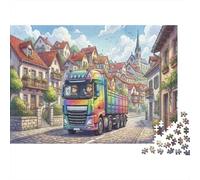 Camion Arcobaleno della Città Puzzle 1000 Pezzi,Gioco Educativo,dai 14 Anni,Decorazione Casa,Adulti E Ragazzi,Sfida Impossibile,Cartone Di Qualità,Idea Regalo,Antistress 70x50cm