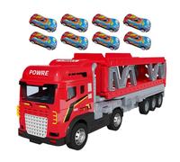 Camion bisarca - Bisarca multiauto in metallo, caricatore a doppio livello, set da corsa portatile, di cingoli pieghevole | Camion trasportatore in metallo con design da pista pieghevole per v