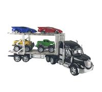 Camion Bisarca con 4 Auto, Giocattolo a Frizione per Bambini, Rimorchio Staccabile a 2 Piani, Auto a Ruota Libera, Camion Trasportatore Veicoli 54 cm, Età 36M+, Colore assortito