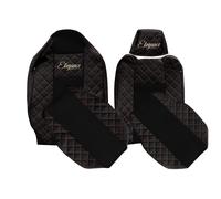 F-CORE Coprisedili camion compatibile per RENAULT T 01.14-04.21 Guidatore regolabi Passeggero integrati Passeggero senza braccioli NERO/ROSSO
