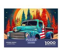 Camion d Epoca Puzzle 1000 Pezzi Carta per Adulti Tramonto nella Foresta Gioco di Puzzle 1000 Pezzi Decorazione Relax Regalo 52x38cm/1000pcs