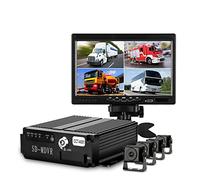 Camion da 7 pollici DVR. Guida video registratori 2/4 canali Black Box Fotocamera di backup Ahd. Vision notturno Vista posteriore Monitor 12-24V, Serie Pro(Add 128G SD Card)