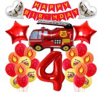 Camion dei pompieri compleanno decorazione 4 anni ragazzo bambini compleanno camion dei pompieri decorazione ragazzo compleanno decorazione camion dei pompieri 4° compleanno ragazzo camion dei pompier