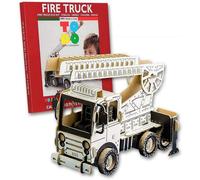 Camion dei pompieri con scala allungabile in cartone ecologico da costruire
