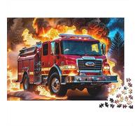 Camion dei pompieri in azione, puzzle relax 1000 pezzi per adulti, camion dei pompieri, fuoco, velocità, soccorso, premium spesso robusto alta qualità, stimolante, antistress, 70x50cm/1000pz