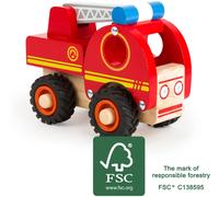 small foot 11075 Fire engine made of wood, easy to hold, with silent rubber whee