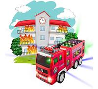 Camion dei Pompieri Rosso Giocattolo con Luci, per Bambini, Ispirato Ai Giochi di Ruolo, Movimento a 360 Gradi, Luci Lampeggianti, Effetti Sonori, Camion dei Pompieri Rosso,