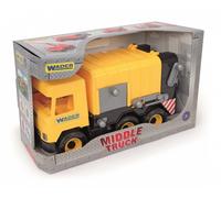 Camion dei rifiuti giallo Wader Middle Truck, 42 cm, in scatola