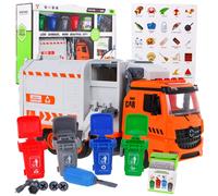 Camion dei rifiuti interattivo per bambini 3+ con 4 bidoni e cartoncini per la raccolta differenziata