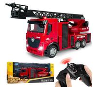 Camion dei vigili del fuoco grande, 1:18, giocattolo dei vigili del fuoco, auto con scala, suono e luce, 4 ruote motrici, camion dei pompieri per 2, 3, 4, 5, 6, 7, 8 anni