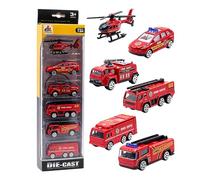 Camion del pompiere giocattolo,Camion del pompiere giocattolo per bambini | 6 pezzi di camion dei pompieri in miniatura, veicoli di soccorso, giocattolo regalo di compleanno di Natale per bambini