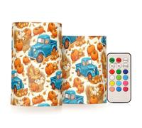 Camion del raccolto con candele a LED senza fiamma a forma di zucca a batteria, con timer che cambia colore, telecomando, decorazione per esterni, decorazione per le vacanze, 2 pezzi