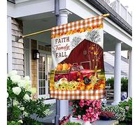 Camion Del Ringraziamento Autunnale Della Famiglia Faith Cross Bandiera Da Cortile Durevole Bandiera Da Giardino Vintage Bandiere Pirati Decorazione Per Patio Esterni Interni M