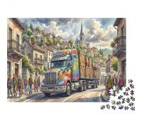 Camion della Città ad Acquerello Puzzle 1000 Pezzi,Antistress,Idea Regalo,Decorazione Casa,Sfida Impossibile,Cartone Di Qualità,Adulti E Ragazzi,dai 14 Anni,Gioco Educativo 70x50cm