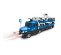 Camion della polizia motor&co. 2 in 1 -trasportatore e pista con lanciatore, trasporta e gareggia!