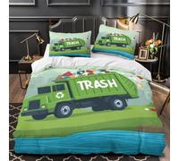 camion della spazzatura 3D Stampa Coperteletto 3pz Microfibra Resistente Progettazione ambientale dei cartoni animati Coperta Letto 2 federe Resistente Adolescenti Adulti Giovani King（220x240cm）
