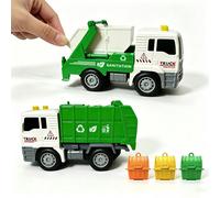 Camion della spazzatura a inerzia per bambini, veicolo di trasporto per la raccolta differenziata, giocattolo educativo di simulazione con tre bidoni della spazzatura colorati, regalo di compleanno pe