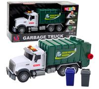 Camion della spazzatura per bambini con luci e suoni 1:14, verde