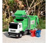 Camion della spazzatura per bambini realistico con bidone per il riciclaggio - Ottimo regalo per compleanni e festività dei bambini camion della spazzatura in legaABS