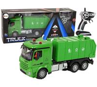 Camion della spazzatura radiocomandato 2,4 GHz con luci e suoni, verde