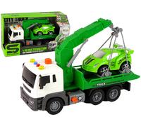 Camion di rimorchio verde con suoni e luci