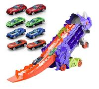 Camion Dinosauro Portatile - Trasformare Il Giocattolo Del Camion Di Trasporto Con Pista Di Corsa Scorrevoli Pieghevole | Set Di Giocattoli Per Giocare All'aperto All'aperto Per L'Ai