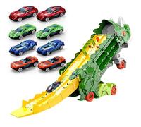 Camion Dinosauro Portatile - Trasformare Il Giocattolo Del Camion Di Trasporto Con Pista Di Corsa Scorrevoli Pieghevole | Set Di Giocattoli Per Giocare All'aperto All'aperto Per L'Ai