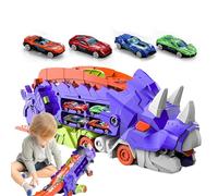 Camion Dinosauro Portatile - Trasformare Il Giocattolo Del Camion Di Trasporto Con Pista Di Corsa Scorrevoli Pieghevole | Set Di Giocattoli Per Giocare All'aperto All'aperto Per L'Ai