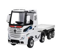 Camion Elettrico Mercedes Actros per Bambini 12V con Rimorchio Sedile in Pelle T