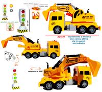 Camion Escavatore Ruspa Modellino Cantiere a Frizione con Luci Suoni Semaforo