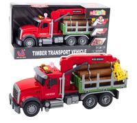 Camion forestale rosso con gru in scala 1:14 con luci e suoni