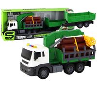 Camion forestale verde con gru e rimorchio 1:16 con suoni e meccanismo a retrocarica