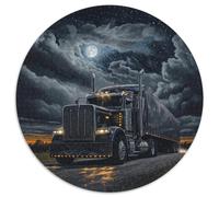 Camion gigante Puzzle 1000 Pezzi Luna Notte Highway Rotondo Puzzle Gioco Casuale Arte Decorazione Moderna per Attività Familiari Stimolanti 1000pcs (67,5x67,5cm)