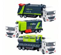Camion giocattolo per la pulizia della città con inerzia, spinta manuale, in plastica ABS, modello realistico di camion della spazzatura, spazzatrice, autobotte, adatto per bambini di 3-6 anni come re