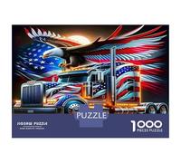 Camion Grande Puzzle da Assemblare Carta Ponderata Autocarro a Due Assi e Aquila e Bandiera Americana per Anziani Rilassante Regalo Segreto di Babbo Natale 70x50cm/1000pezzi