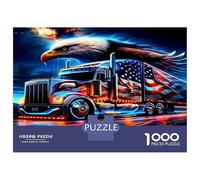 Camion Grande Puzzle da Assemblare Carta Resistente Autocarro a Due Assi e Aquila e Bandiera Americana e Neon Stimolante Mentale Rilassante e Antistress 70x50cm/1000pezzi