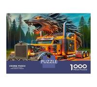 Camion Grande Puzzle da Assemblare Carta Riciclata Autocarro a Due Assi e Design a Leone e Colori Vivi Regalo Decorativo per Bambini 70x50cm/1000pezzi