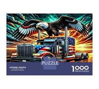 Camion Grande Puzzle da Assemblare Fai da Te Carta Premium Autocarro a Due Assi e Aquila e Bandiera Americana Adatto ai Principianti Gioco Educativo 70x50cm/1000pezzi