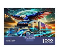 Camion Grande Puzzle da Assemblare Fai da Te Carta Premium Autocarro a Due Assi e Aquila e Bandiera Americana Adatto ai Principianti Gioco Educativo 70x50cm/1000pezzi