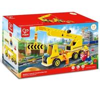 CAMION GRU mobile CRANE & CONSTRUCTION SET in legno GIOCO cantiere HAPE E3083 et