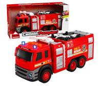 Camion Pompieri Luci e Suoni Camion Pompieri Giocattolo Grande per Bambini con Movimento a Frizione Luci Lampeggianti & Sirene Veicolo Giocattolo di Emergenza (A)