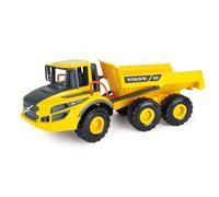 Lena Worxx 4616 Volvo A25G, camion ribaltabile in plastica ABS con pneumatici e assi in acciaio, veicolo da costruzione con sterzo curvo, ribaltabile per bambini dai 3 anni in su, colore giallo