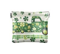 Camion St. Patrick's Cartoon Donne In Pelle Moneta Cambia Borsa Unica Carta Chiave Organizer per Lady, camion Cartone animato di San Patrizio, 1 size, Stampa artistica