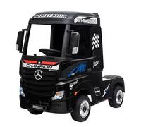 Camion Trattore Elettrico MERCEDES-BENZ ACTROS per Bambini 12V con Sedile in Pelle Telecomando 2.4G Porte Apribili Ruote in Gomma Full Optional Nero