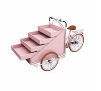 Camion triciclo mobile per merci, carrello triciclo per vendita ambulante, carrello portatile per bancarelle del mercato, espositore a 4 strati, chiosco per vendita di alimenti(Pink)