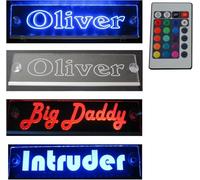 Camionista Camion Targhetta Portanome Misura 50x10 CM Con RGB Controllore 22 Funzioni - LED Acrilico Targa Luminosa 12V O 24V - 5V Attacco USB - Con Nobile Incisione Laser