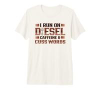 Camionista Run su Caffeina Diesel e Cuss Words Camionista Maglietta Premium