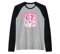 Camiseta Haunted by 67 Six Seven 6 7 Meme Gen We Wear Pink Maglia con Maniche Raglan