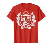 Camiseta - Maglietta con Stemma del Perù, con Stemma dell'Escudo Maglietta, Uomo, Rosso, M